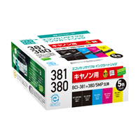 エコリカ ECI-C381-5P 互換リサイクルインクカートリッジ BCI-381+380/5MP キャノン 5色パック 送料無料（沖縄県・離島を除く）